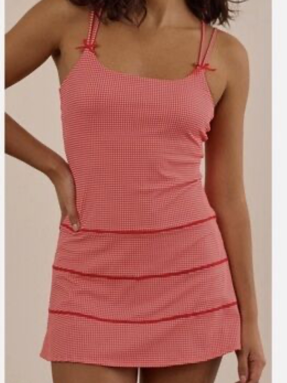 As Revival Red Gingham Smocked Mini Athletic Dress